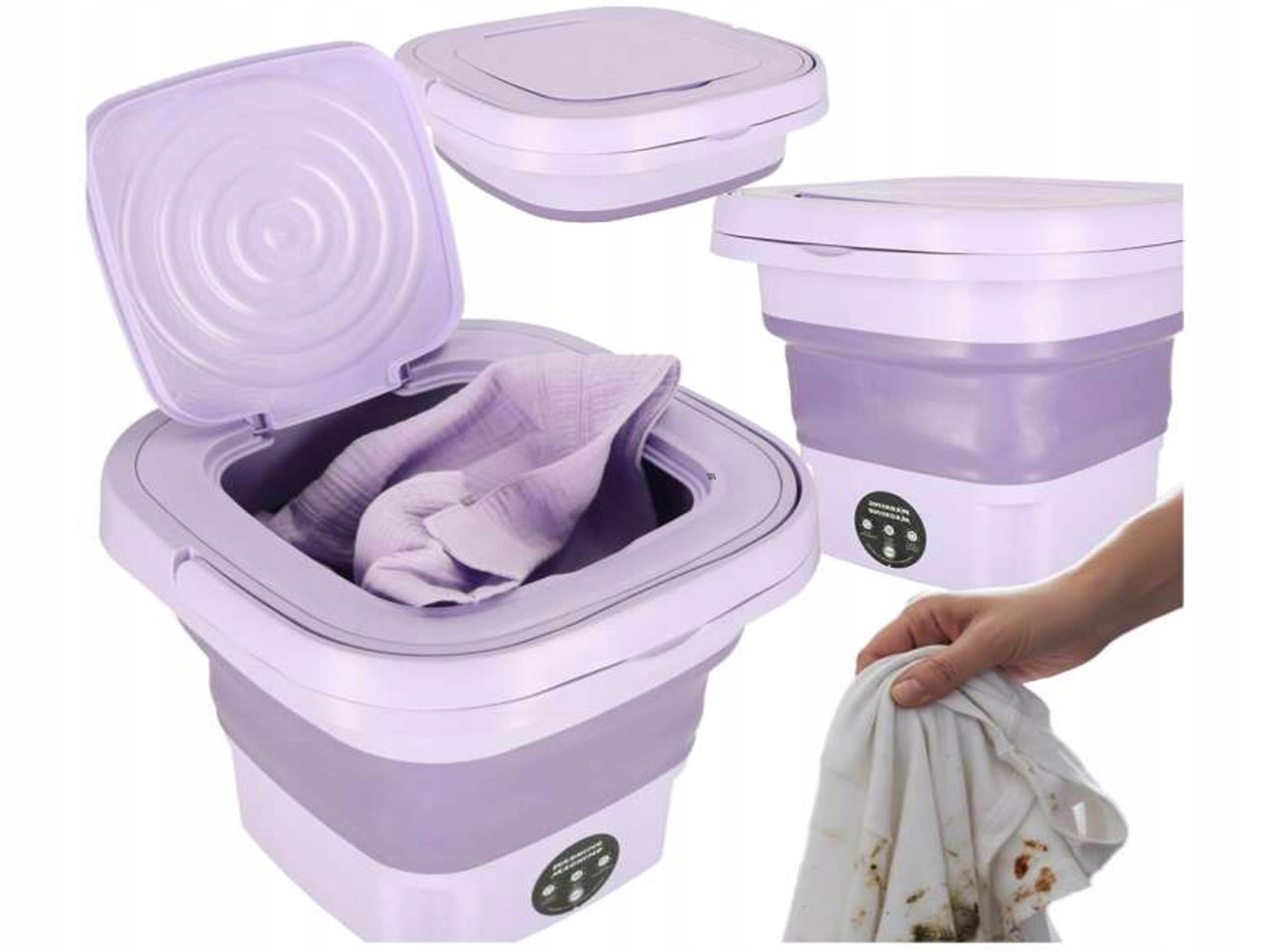 Pralka Automatyczna Turystyczna Mini Składana Przenośna 8l Fioletowa