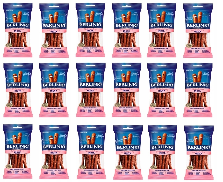 Levně 18x 85g Berlinky kabanosy s krůtím masem Ušlechtilý Krůta Karton