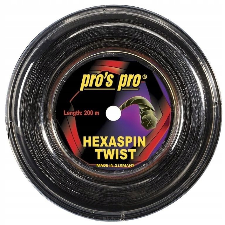 Naciąg tenisowy Pro's Pro Hexaspin Twist 1.25 czarny 12m ze szpuli