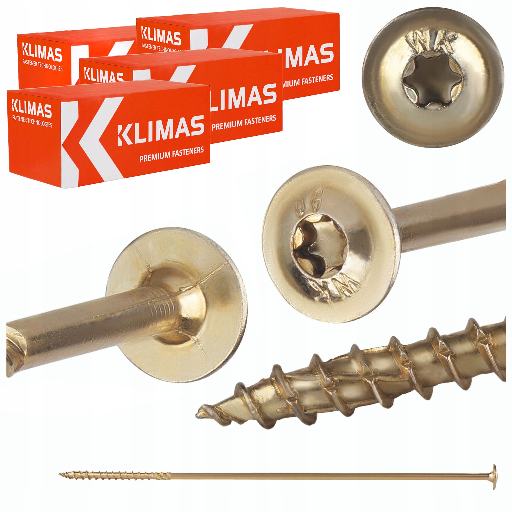 Tesárske skrutky Torx 8x360 mm 200 ks tanierové na drevo Klimas Wkcp
