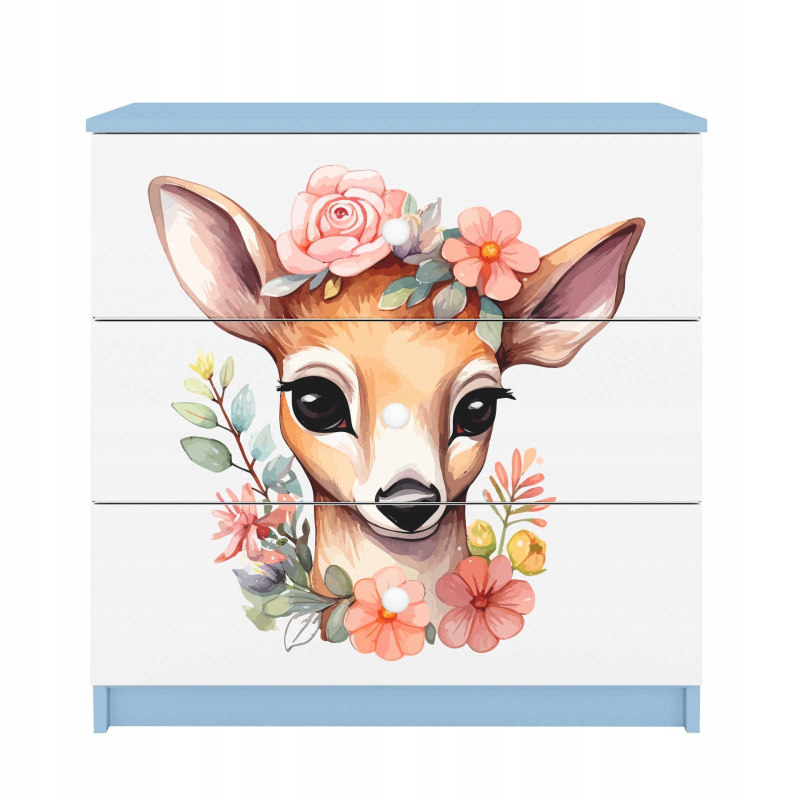 Komoda Babydreams modrá grafika Bambi 80 cm
