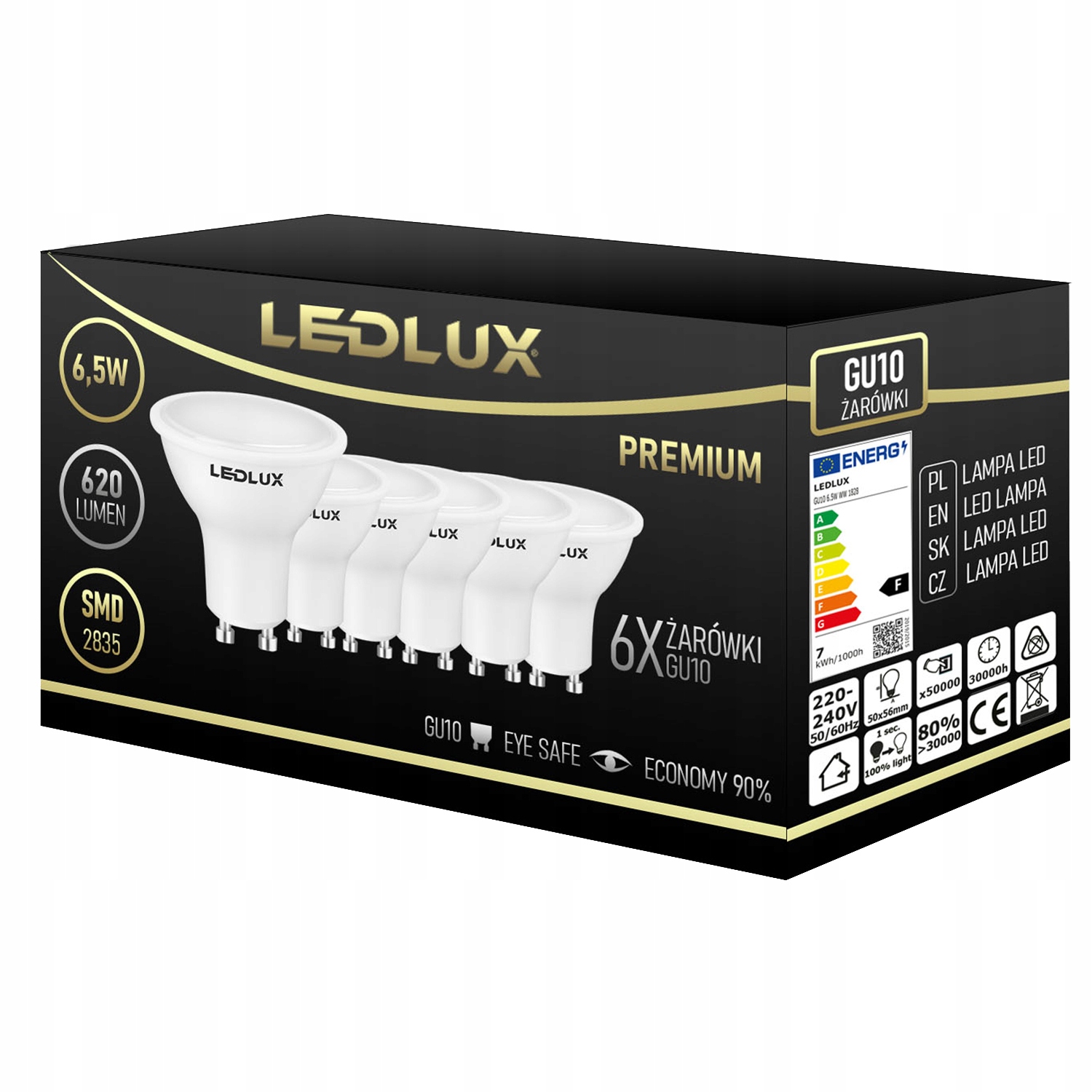 

6x Żarówka Led GU10 6,5W 60W 620lm Smd CCD