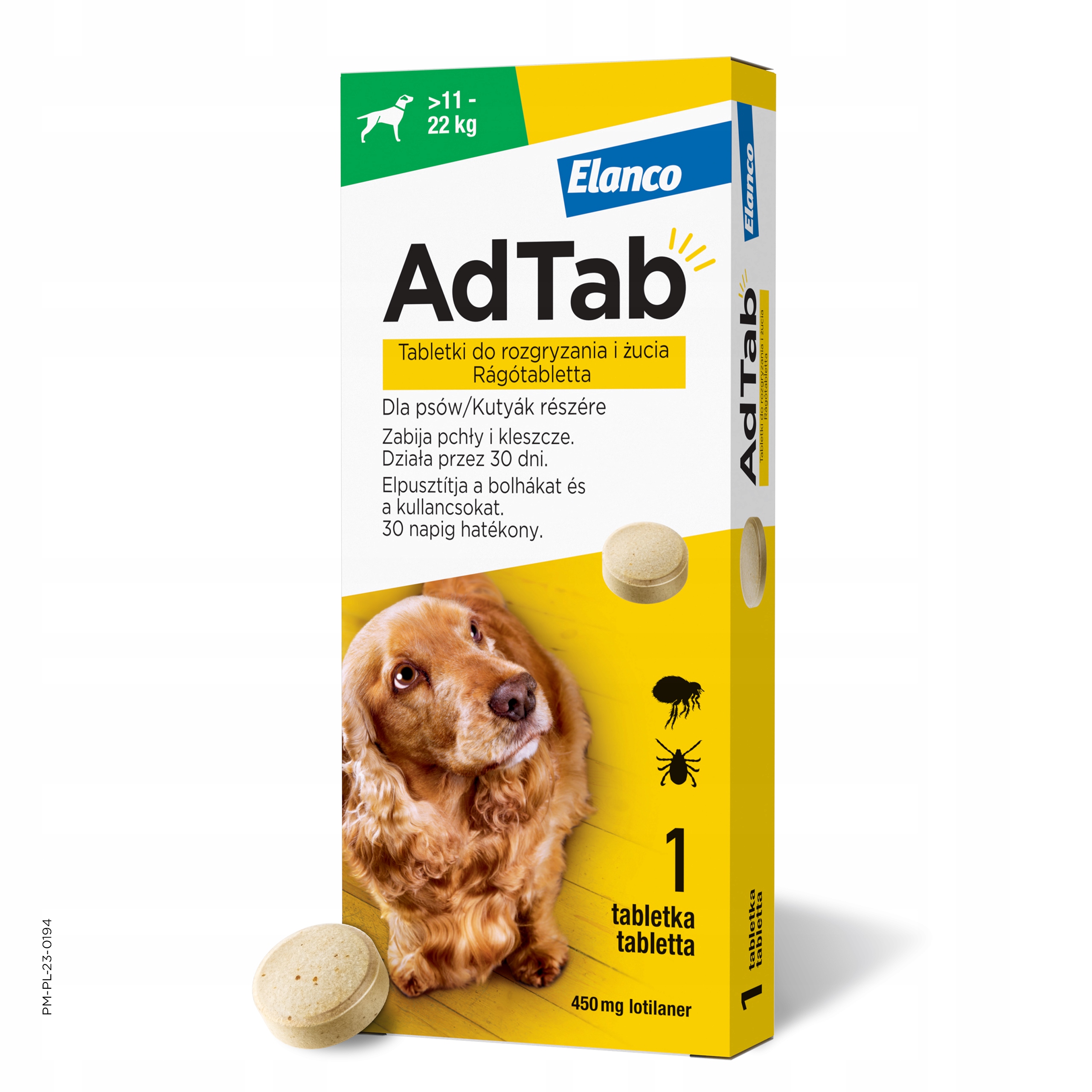 ADTAB Tabletka dla psa 11-22kg na pasożyty 450mg