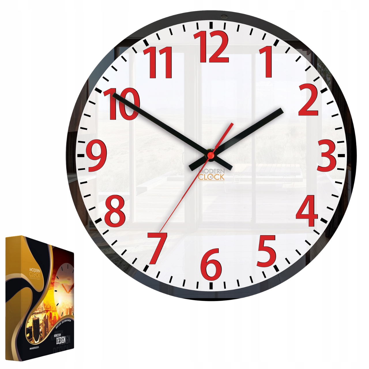 Akrylové nástěnné hodiny v moderním stylu Louis červený Kulatý křemenný