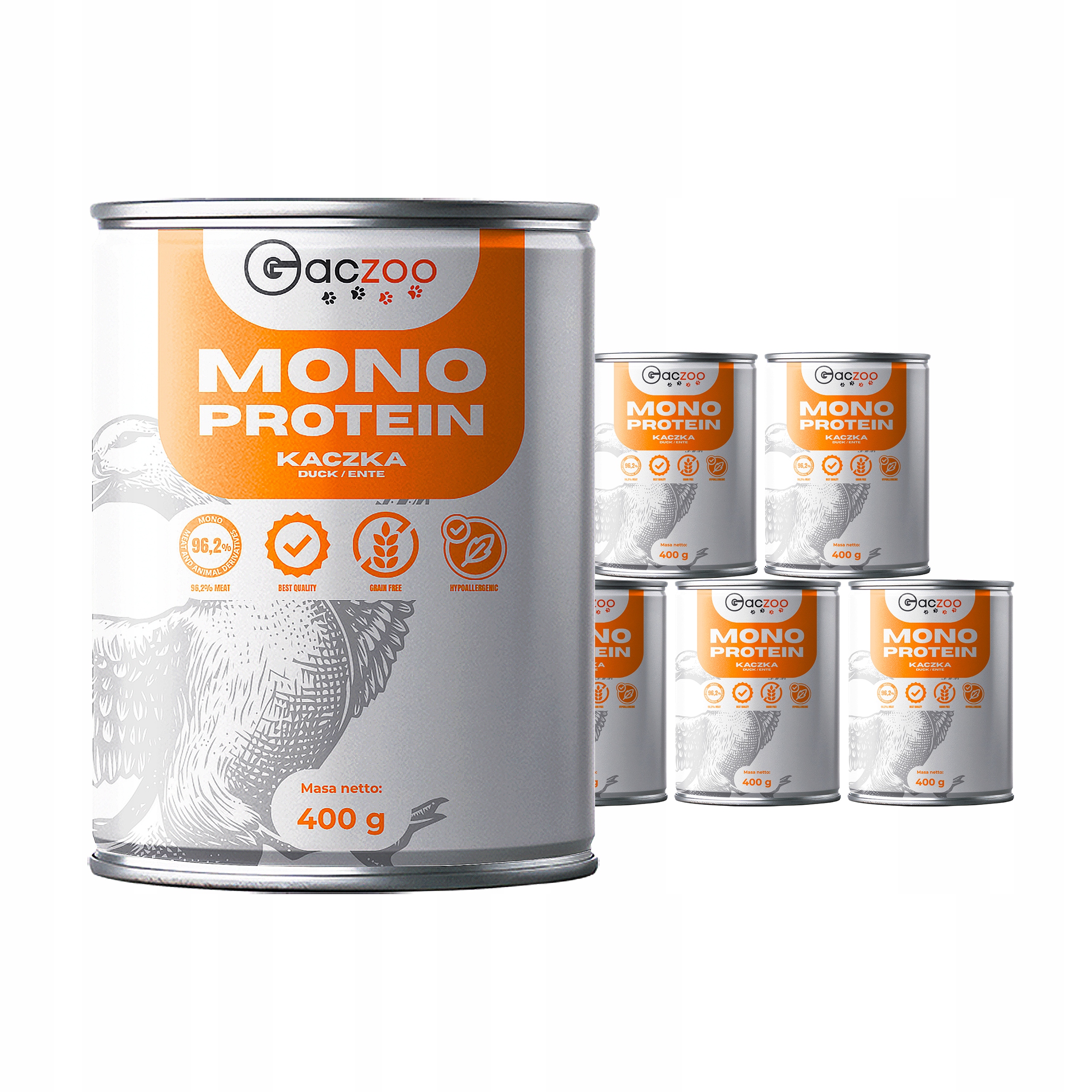 Levně Krmivo pro psy Gaczoo Mono Protein Kachna 6 x 400 g hypoalergenní