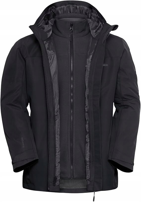 Kurtka Jack Wolfskin Taubenberg 3w1 Męska Czarna 4XL