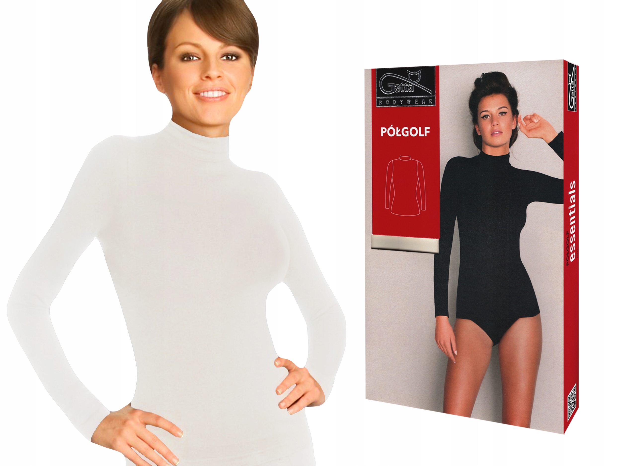 

Gatta bezszwowy Półgolf z długim rękawem, biały XL
