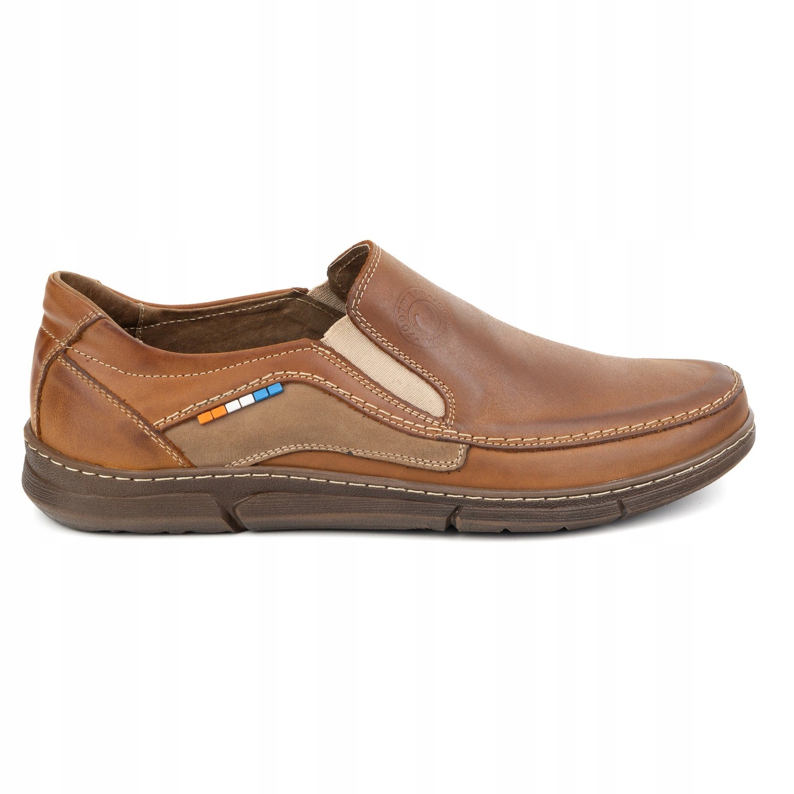Pánské kožené nazouvací boty casual Polské 283GT Camel hnědé 41
