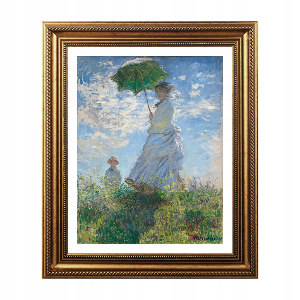 

Obraz C. Monet Spacer z synem rama złoty warkocz