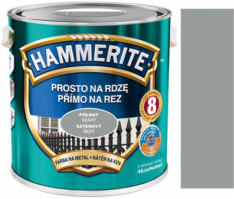 Hammerite Farba Na Rdzę Do Metalu Szary Półmat 5L