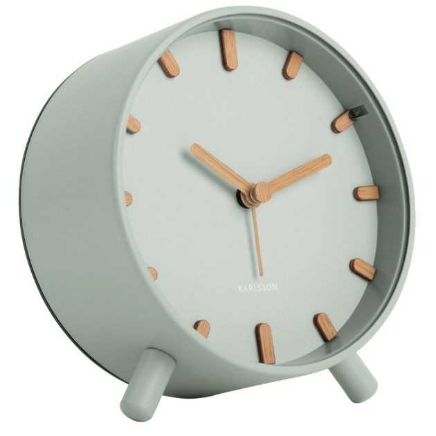 Budík, stolní hodiny tiché kulatý zelené na baterie do ložnice Grace