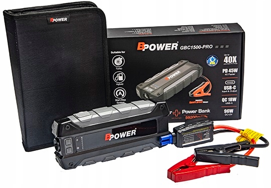 BPower Booster Rozruchowy do 3000A Do 8L 12V Powerbank Jump Starter Rozruch