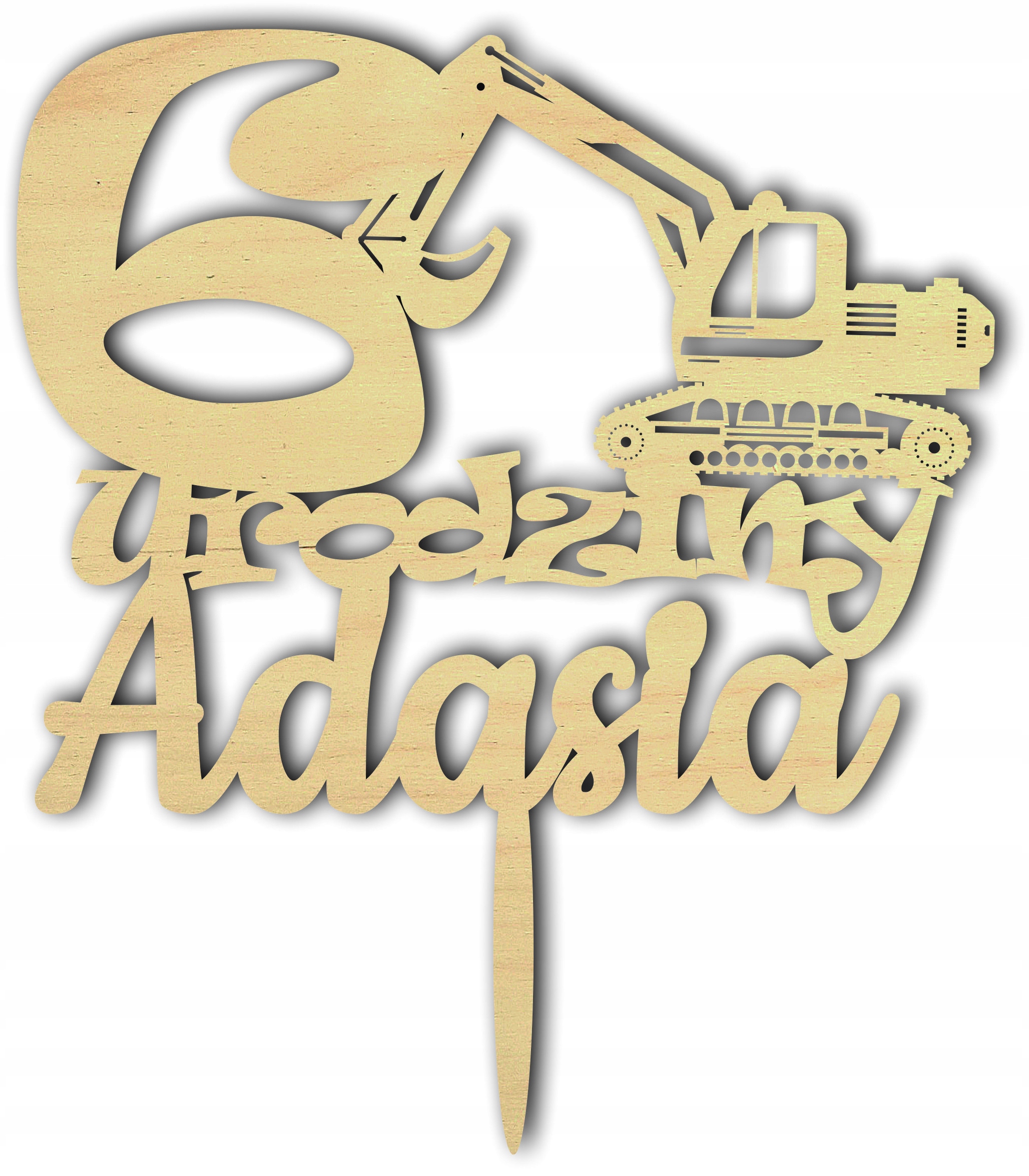 

Topper Toper na urodziny z koparką koparka