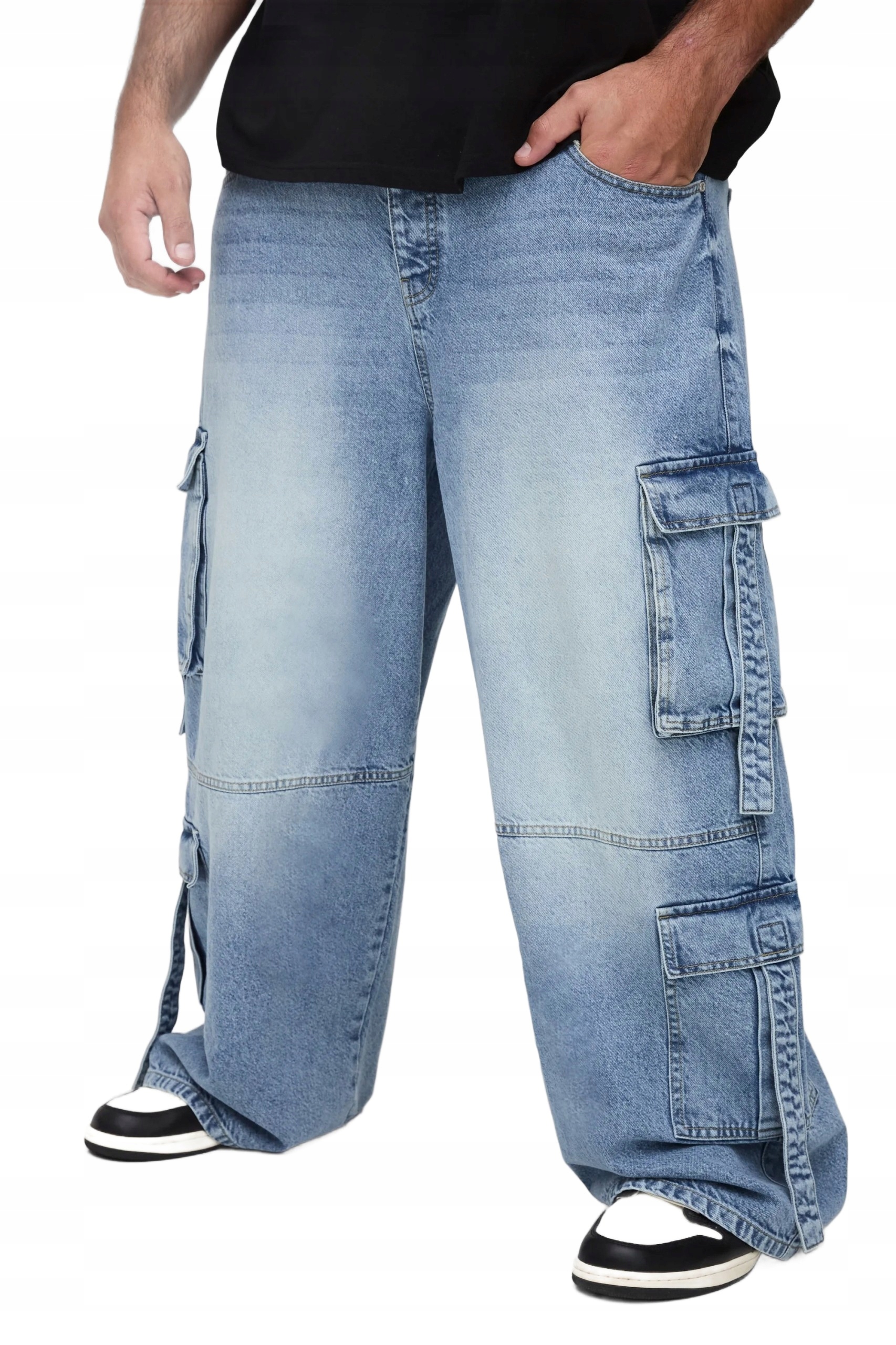 Boohooman Pánské Cargo Džíny Volné Modré Plus Size 44 Z3A