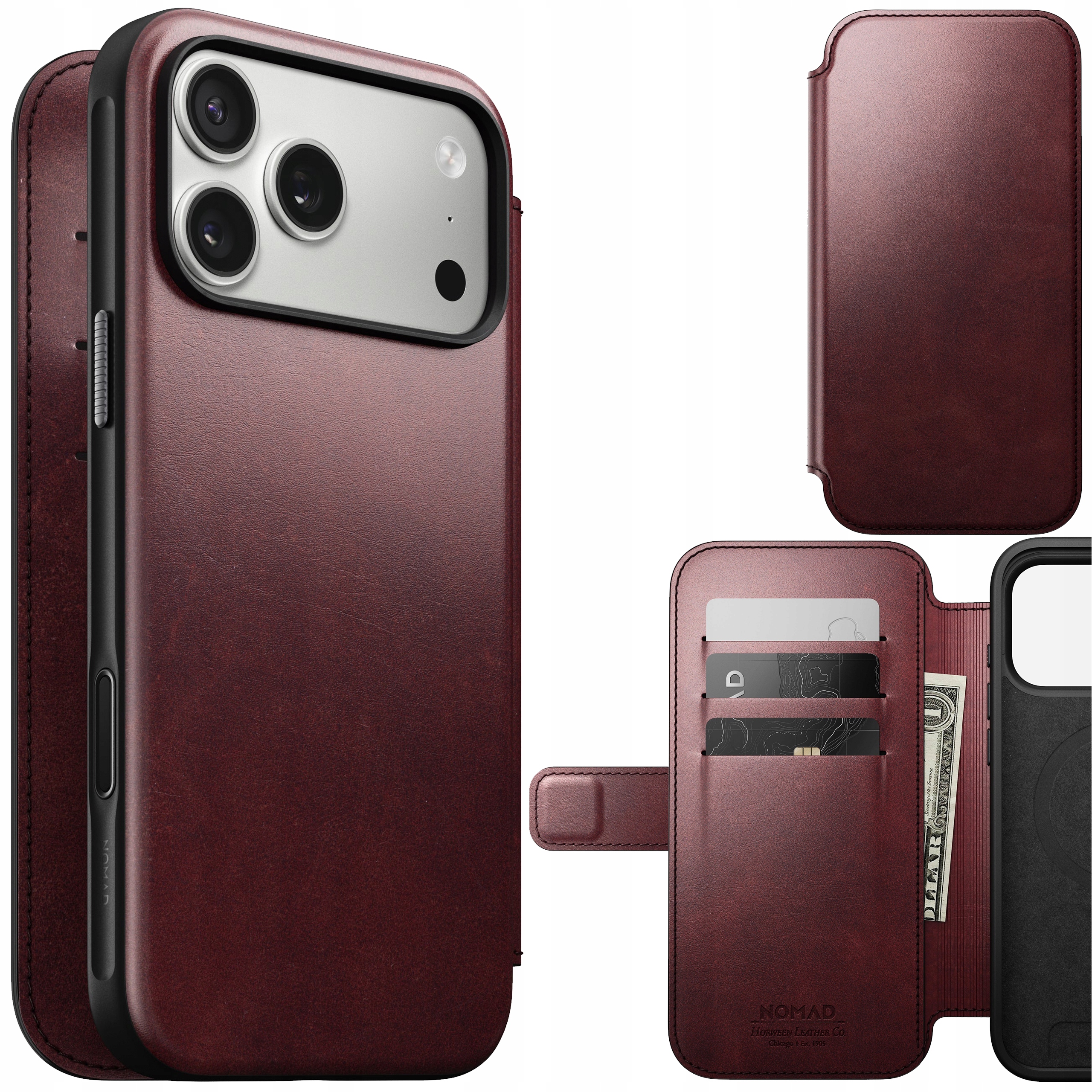 Nomad Modern Horween Folio Pouzdro s MagSafe pro iPhone 17 Pro Max