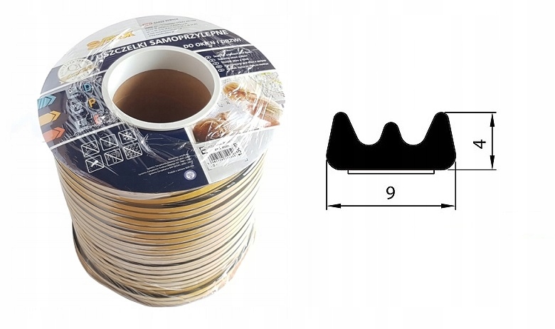 USZCZELKA SAMOPRZYLEPNA CZARNA E 9X4mm 150 mb