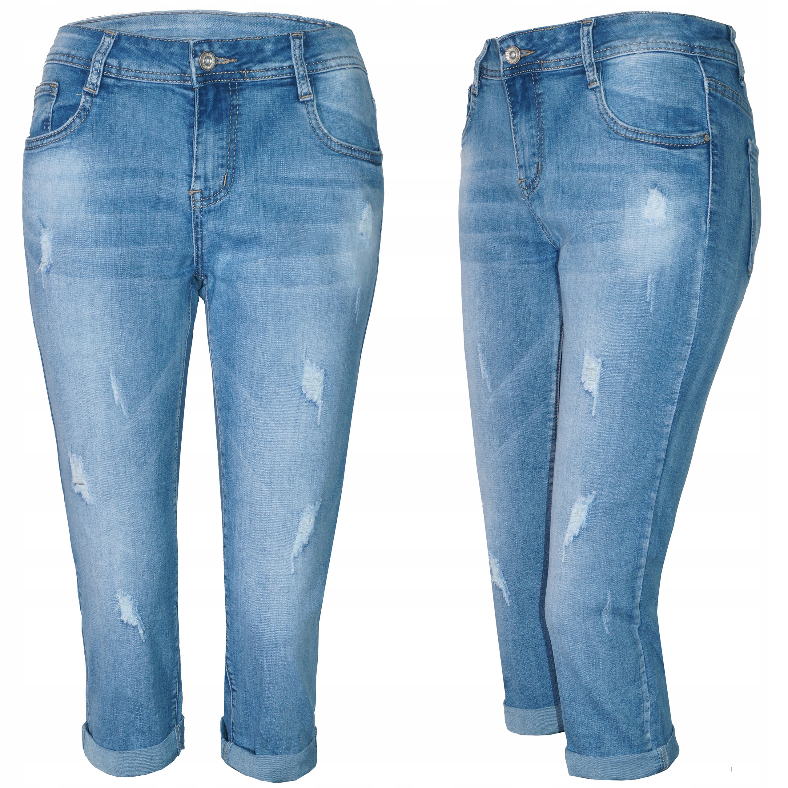 

Super Rybaczki jeansowe damskie Dziury 2XL 44