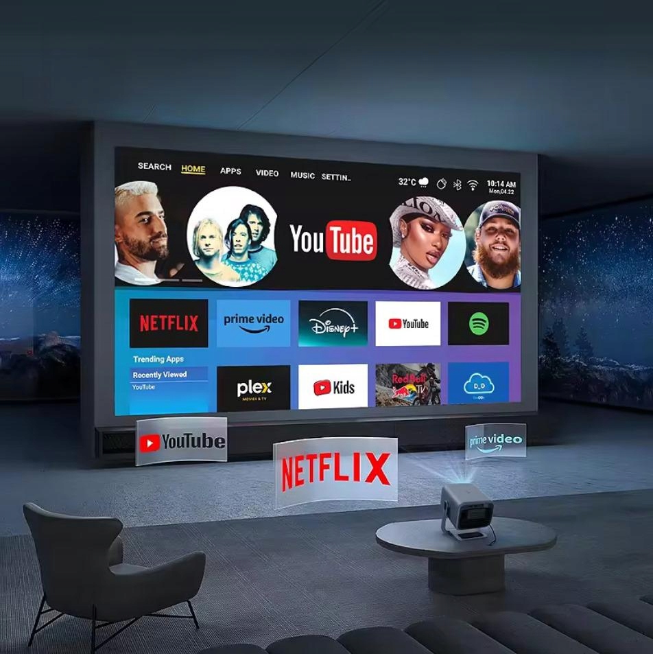 Mini Projektor Przenośny Android WiFi Rzutnik FULL HD 4K Telefon Bluetooth