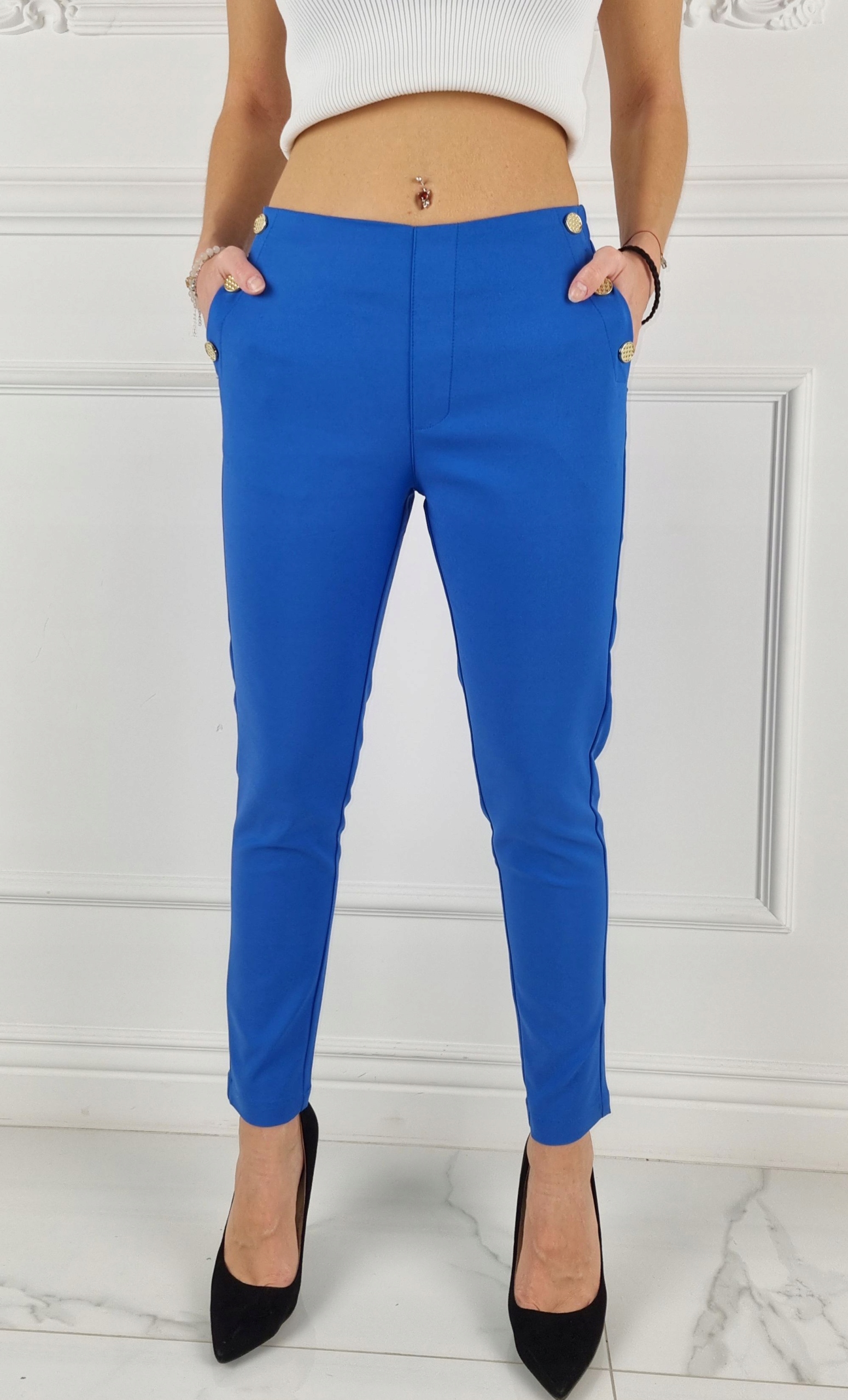 #ELEGANCKIE DAMSKIE SPODNIE - GUMKA 7/8 - FREESIA# Rozmiar 36