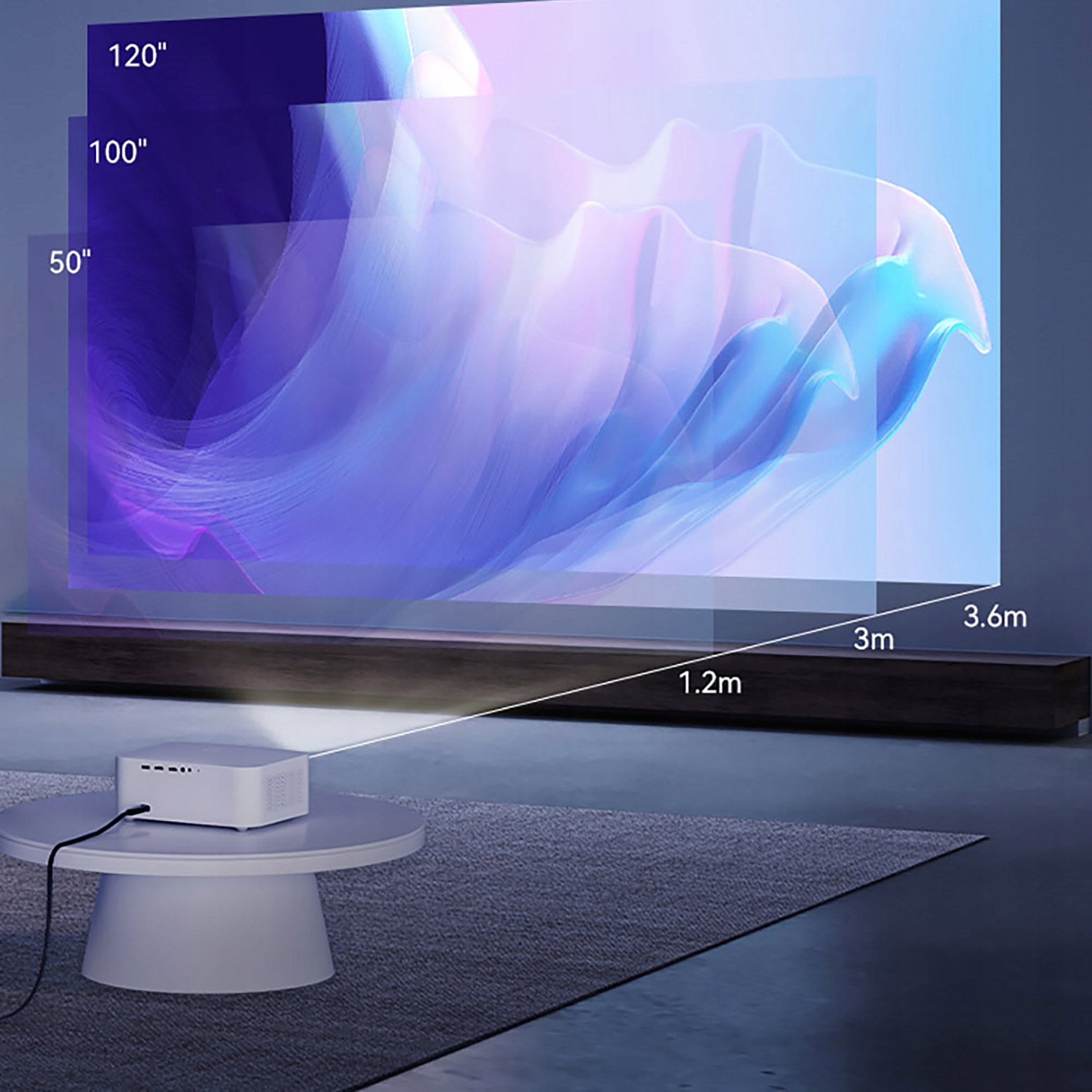 LCD PROJECTOR 1080P HD ANDROID 9.0 BLUETOOTH WIFI WANBO X2 Max Kolor biały