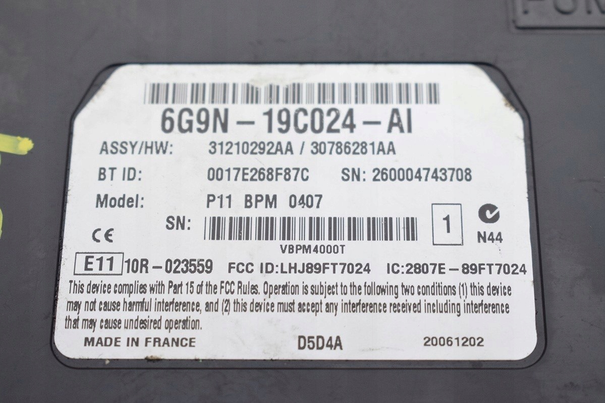 module BLUETOOTH VOLVO S80 V70 6G9N-19C024-AI