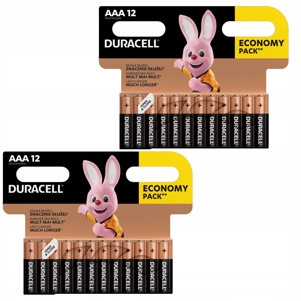 24x Alkaliczne Baterie Duracell AAA / LR3 Basic