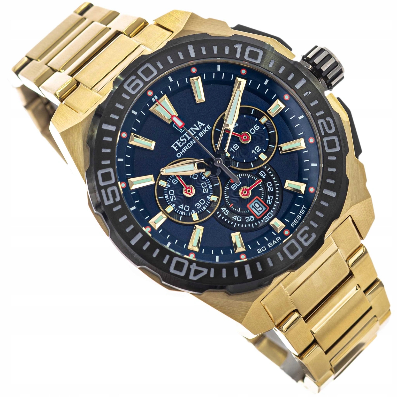 Pánské Hodinky Festina F20727/1 Chrono Bike Zlaté Na Náramku 20BAR
