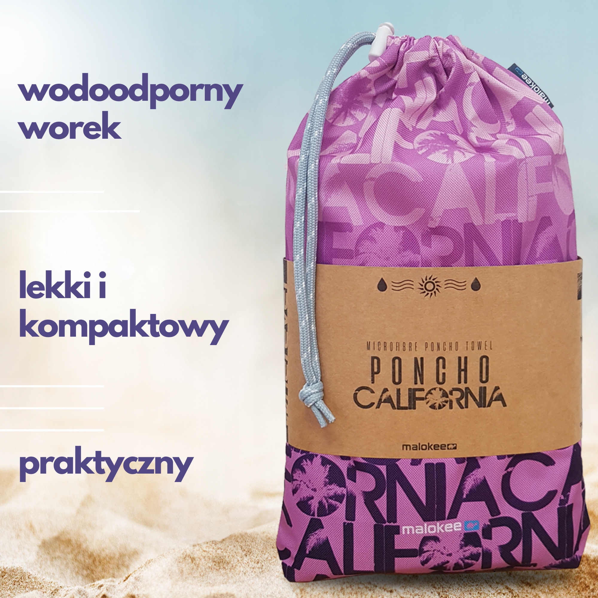 Poncho sup kite skim z kapturem plażowe surf towel Model Wrzos