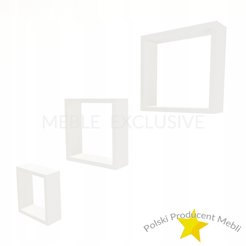 

Półka Wisząca Zestaw 3 Półek Biała Płyta 18 mm