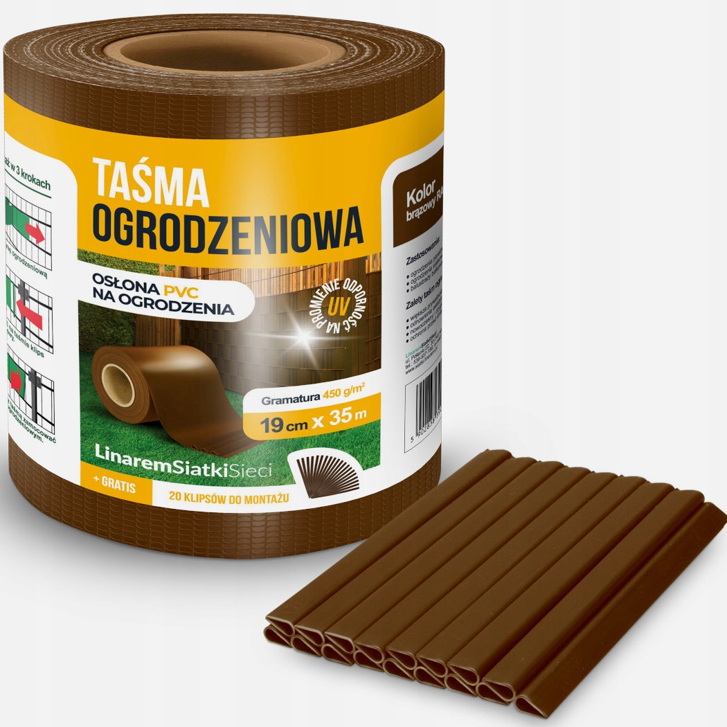 

Taśma Pvc Ogrodzeniowa 19cmx35m Brązowa Mat +uv