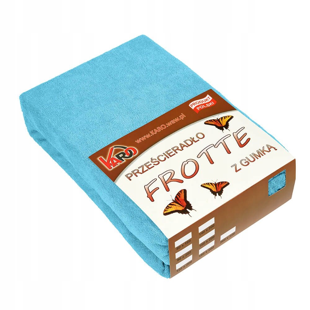 

Prześcieradło frotte z gumką 180x200 turkusowe 030