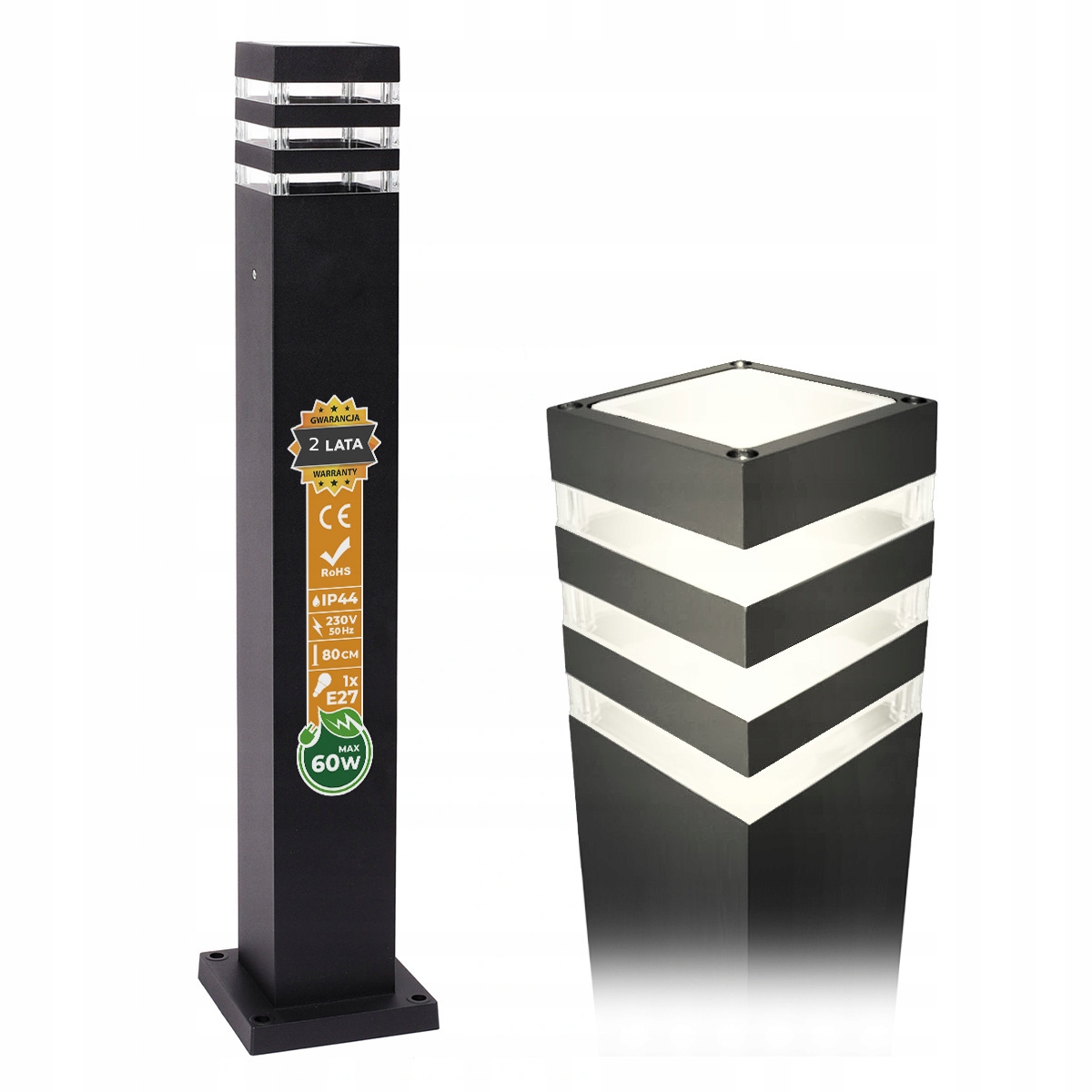Lampa Ogrodowa Słupek Stojąca Zewnętrzna 80cm Na Żarówkę E27