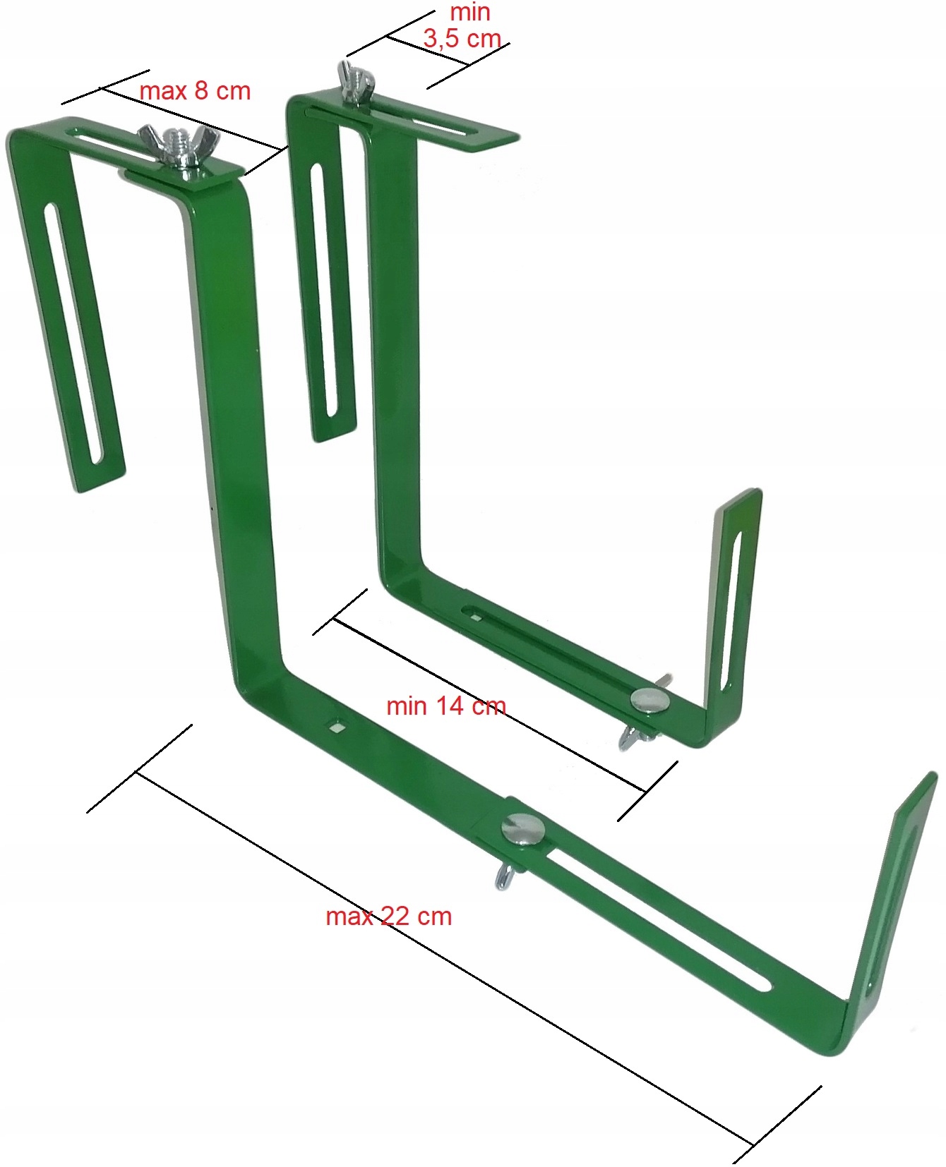 Uchwyt skrzynek balkonowych terakota hak komplet 2szt regulowane Greenmill Kod producenta GR5070TN