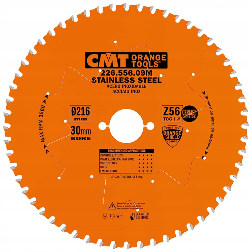 Cmt Tarcza piła do stali nierdzewnej Inox blachy 216x30mm 56z 226.556.09M