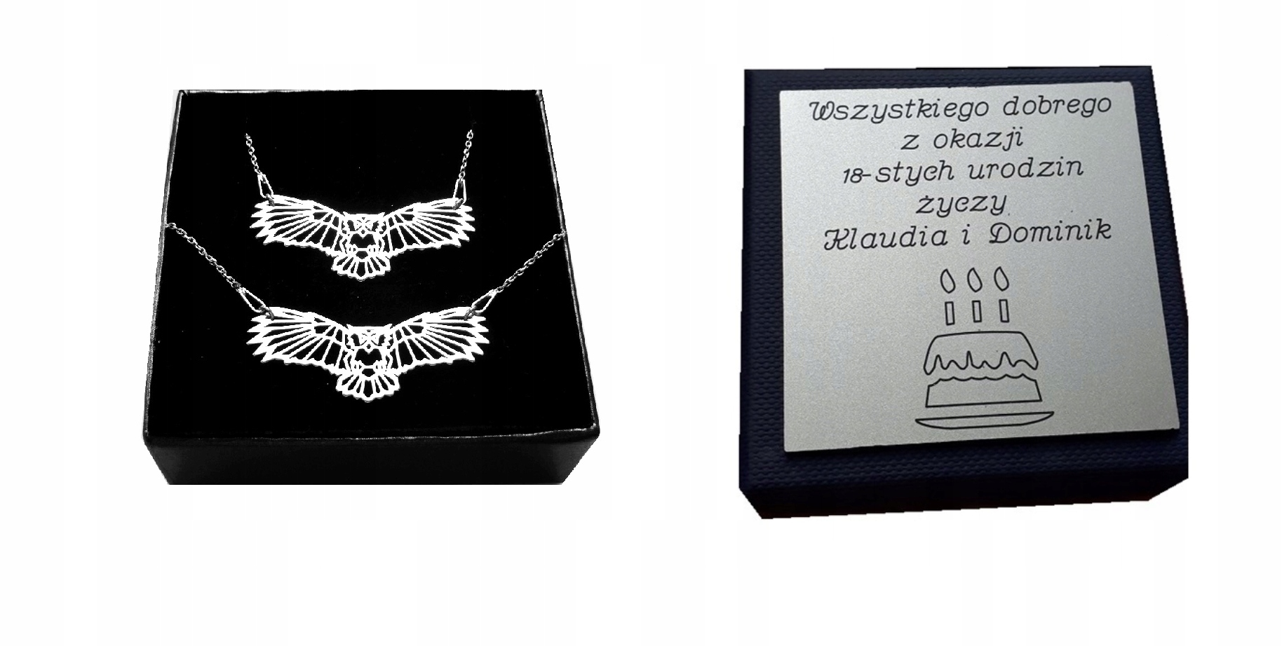 

Srebrny komplet Origami Sowa srebro 925 Grawer