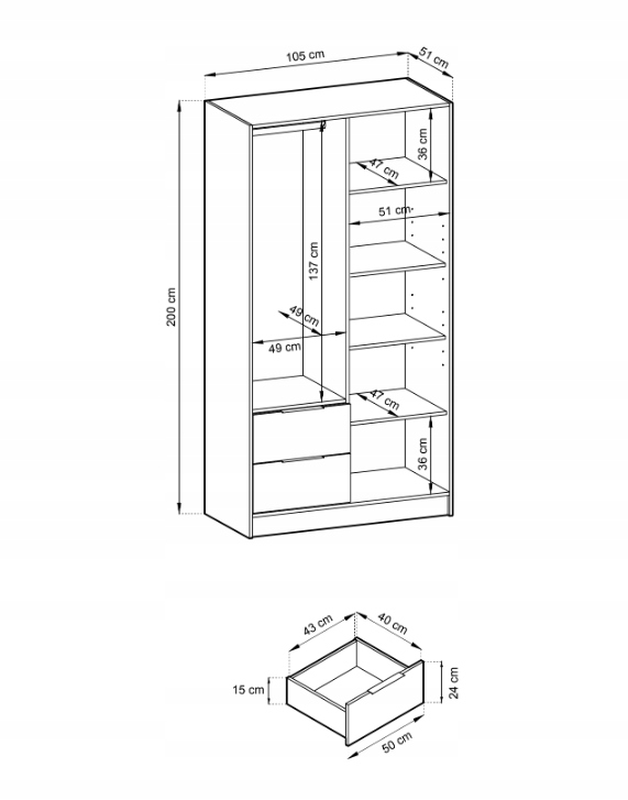 SZAFA z lustrem do sypialni, przedpokoju LAMELE dąb artisan kolekcja Nelly Typ drzwi Uchylne