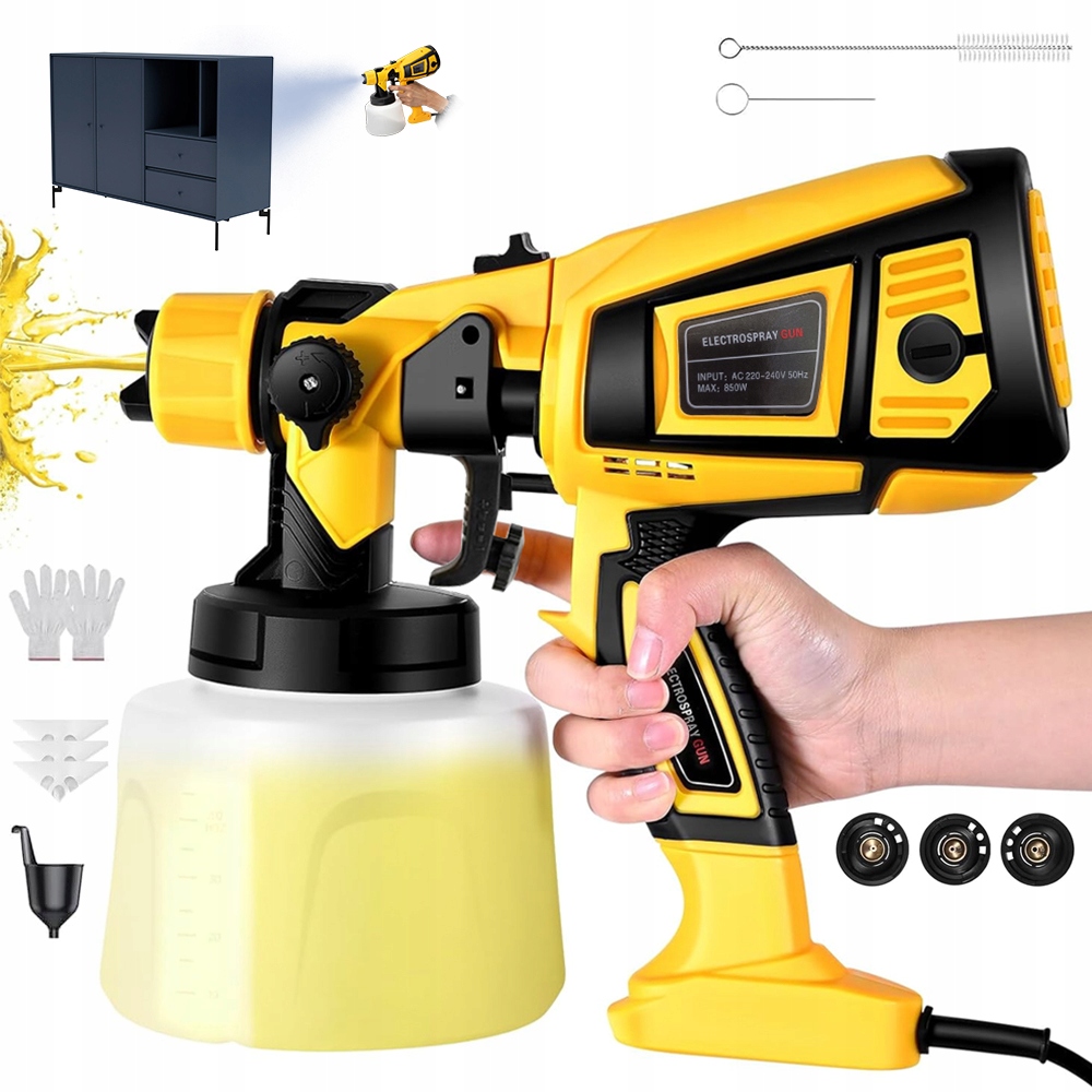 Malířská Stříkací Pistole 850 W Pro Malování Stěn 4 Trysky