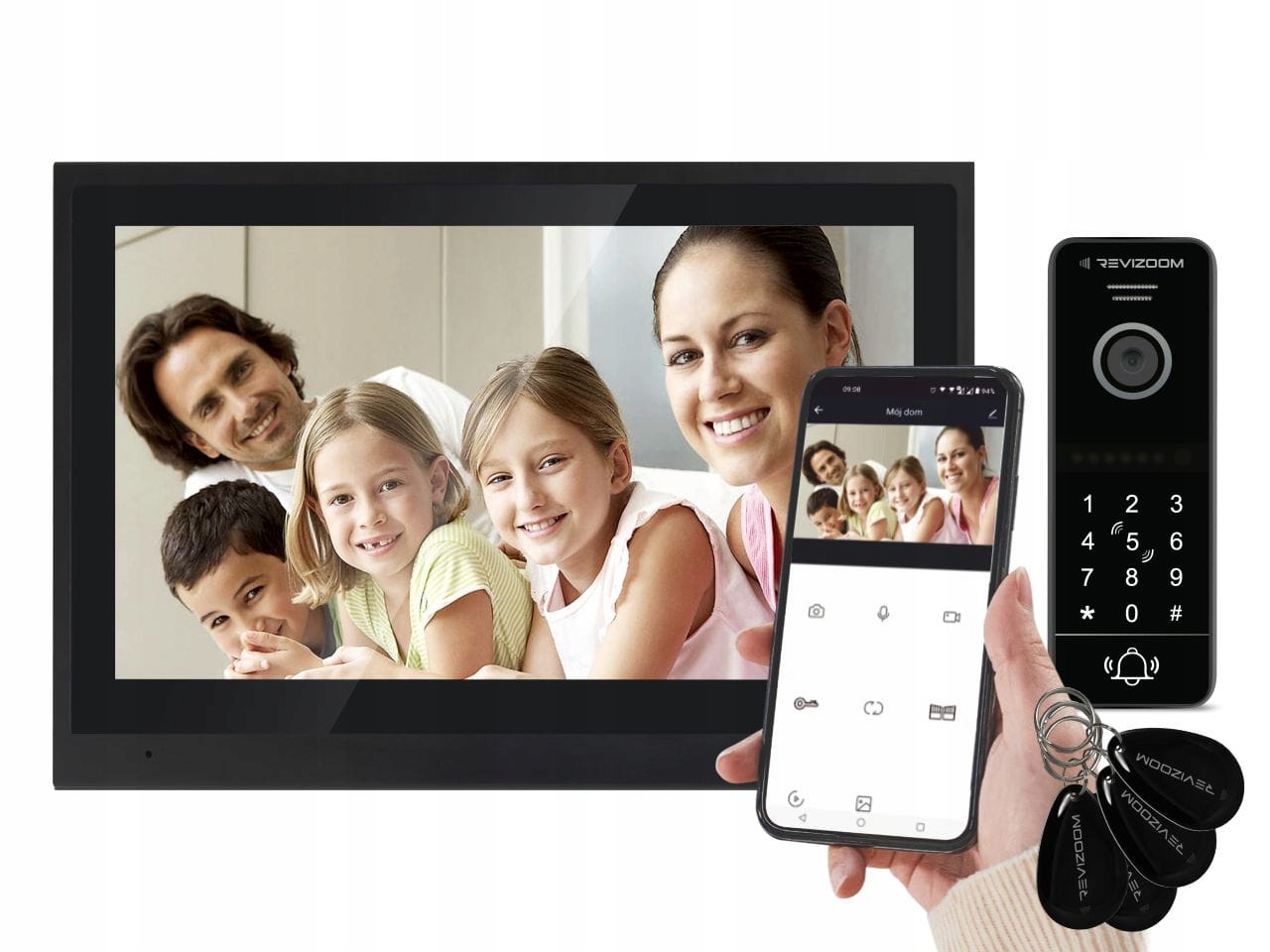 ZESTAW WIDEODOMOFON REVIZOOM MONITOR 10" STACJA BRAMOWA SZYFRATOR APKA WIFI Kod producenta RM-T402HD/RC-411HD-CK