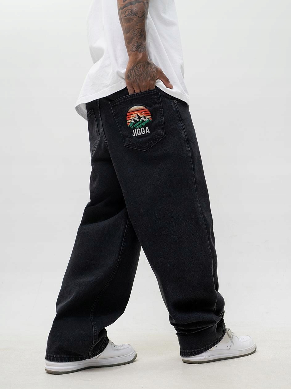 Široké džínové kalhoty Baggy pánské černé Jigga Wear Outdoor M