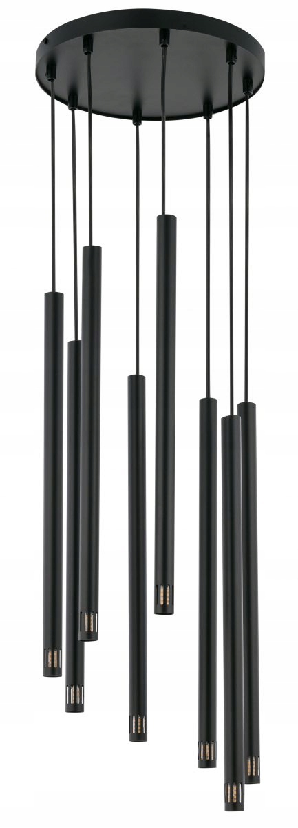 Moderná závesná lampa čierna okrúhla 8 rúrok do obývačky Sigma