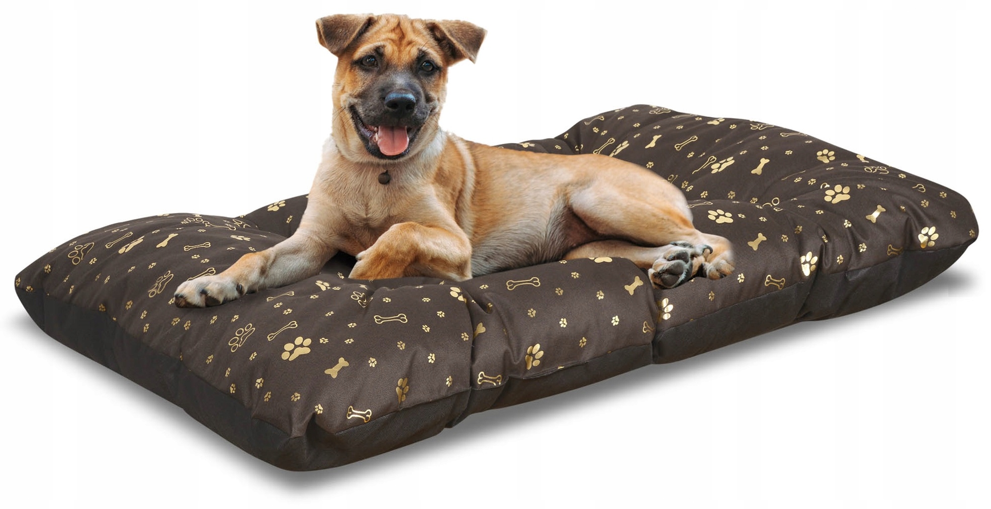 Levně Pelíšek pro psy Prestige polštář 120x80 cm voděodolný zlaté kosti