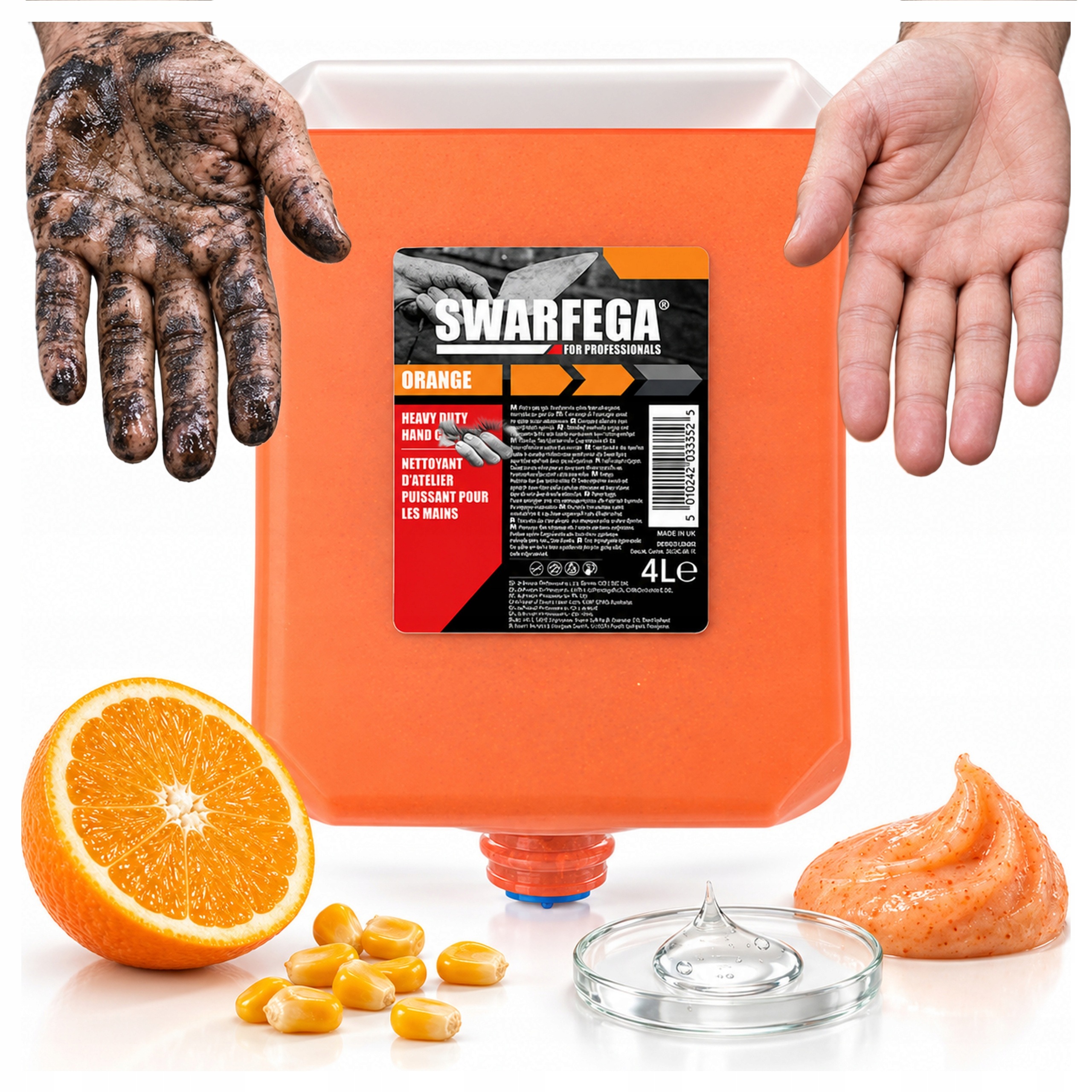 Pasta Gel Prostředek na mytí rukou pro práci Olej Swarfega Orange Náplň 4L