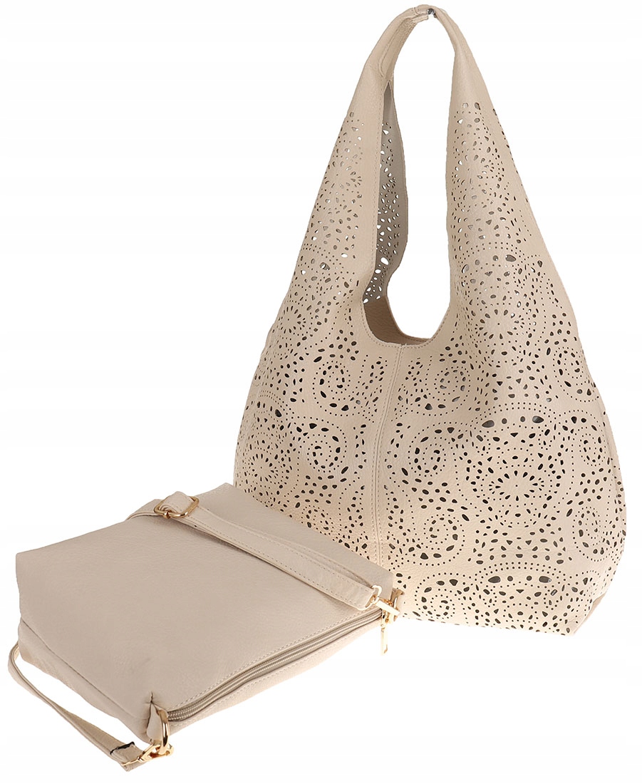 Torebka worek skóra ekologiczna beżowy Kolor beżowy