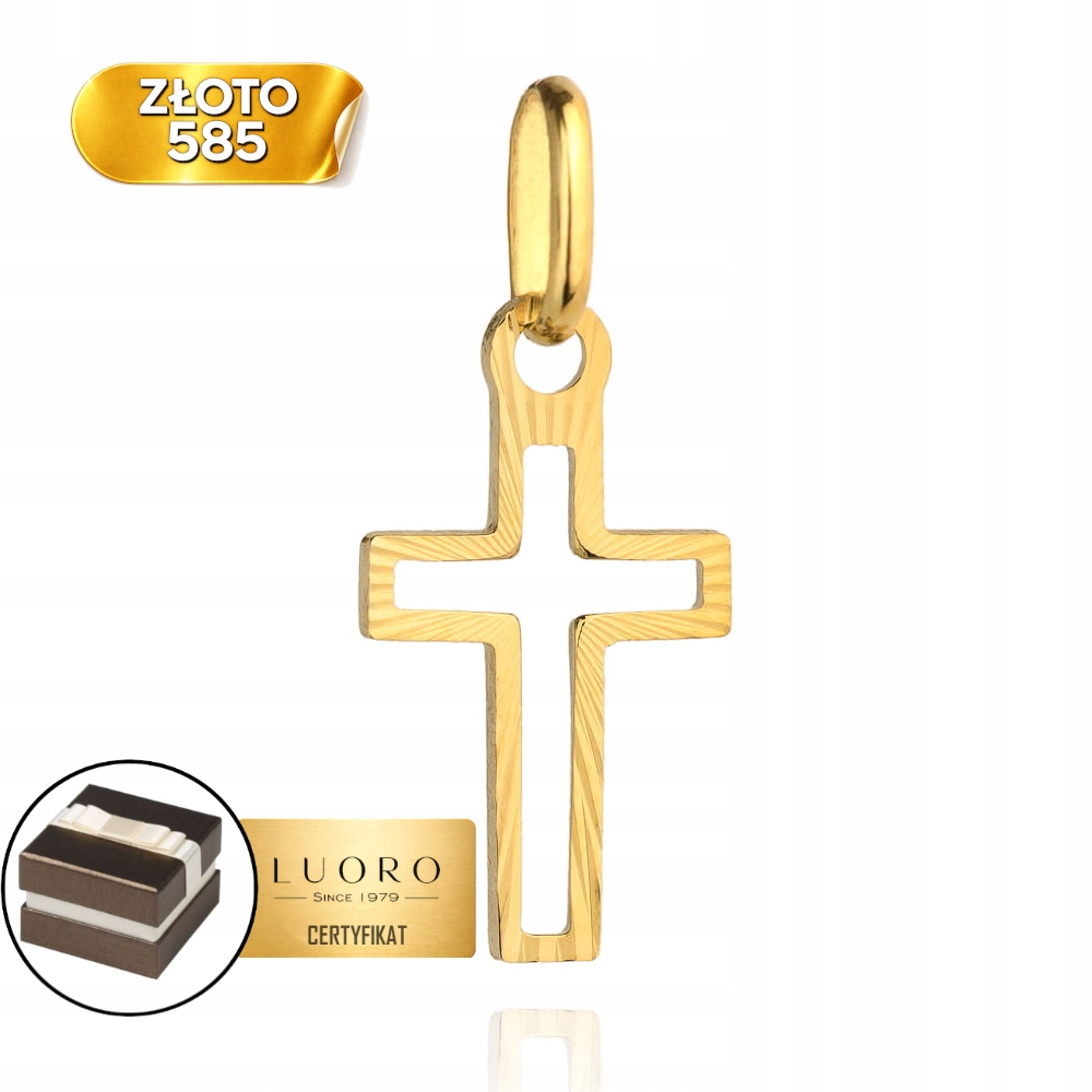 Zlatý Křížek 585 14K Diamantový Malý 2,1 CM Elegantní Dárek