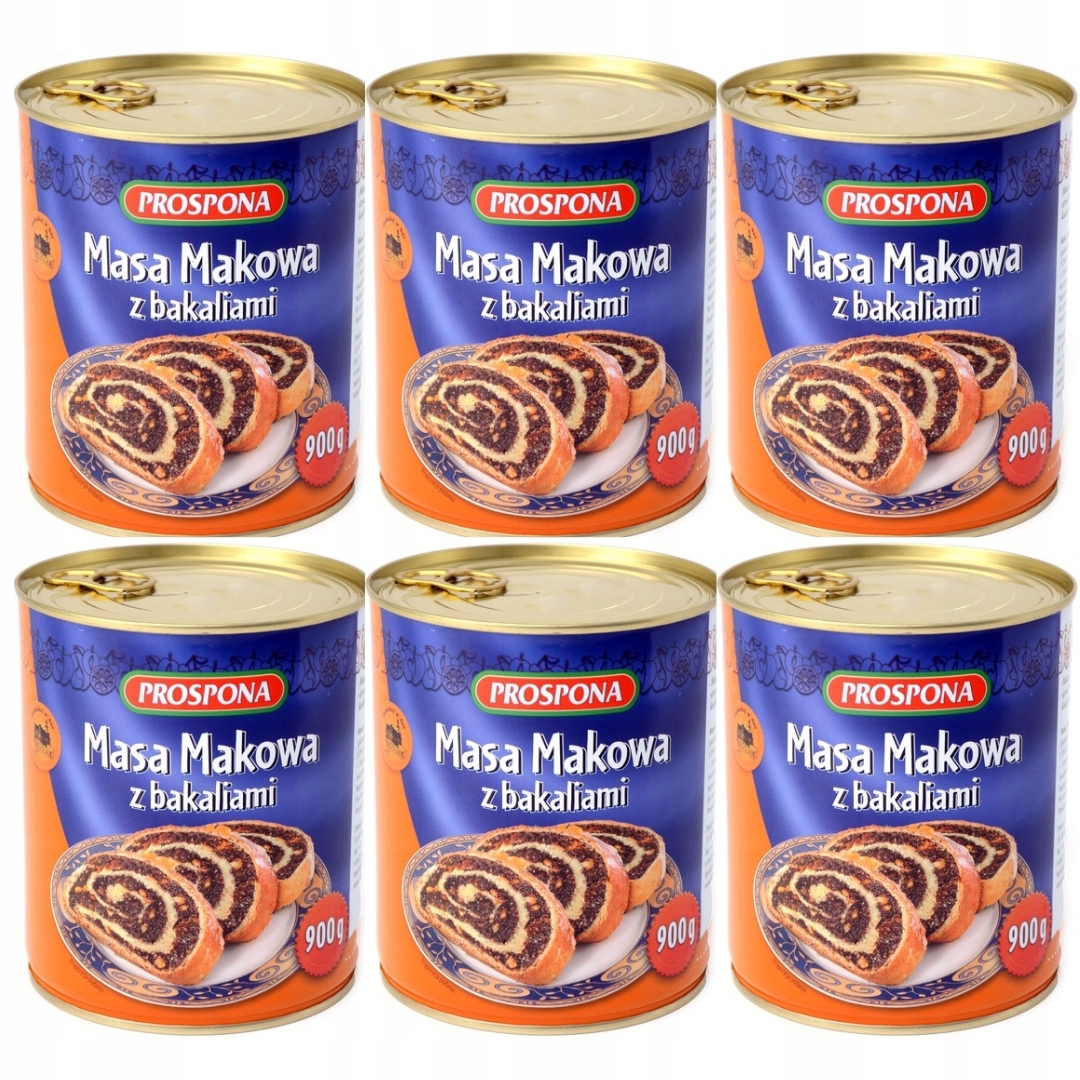 Levně Maková hmota s bakaliemi 900 g x6 Na koláče, droždí, hotová hmota Prospona