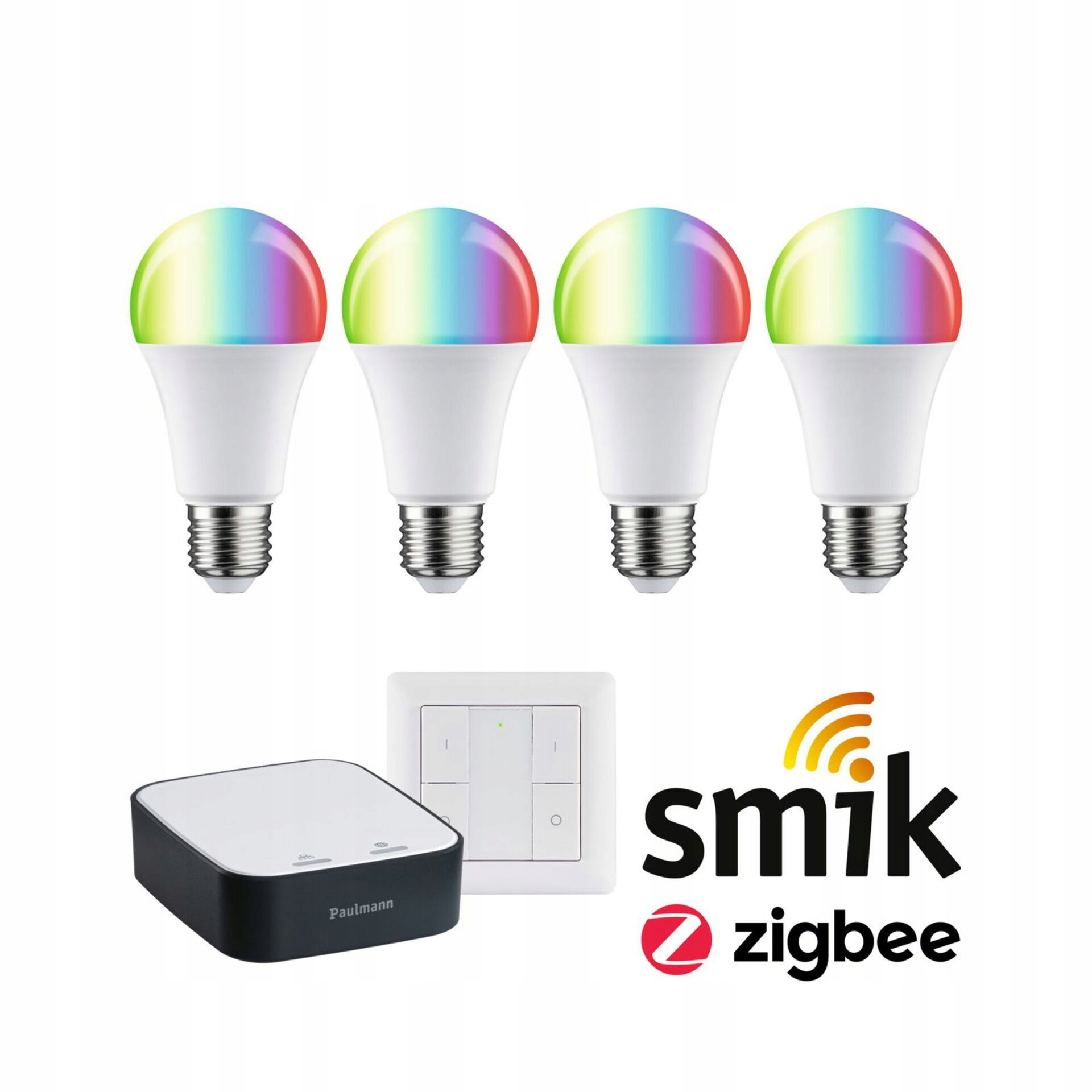 Štartovacia sada Paulmann Zigbee 3.0: 4x Led E27 Rgbw, Gateway smik, vypínač