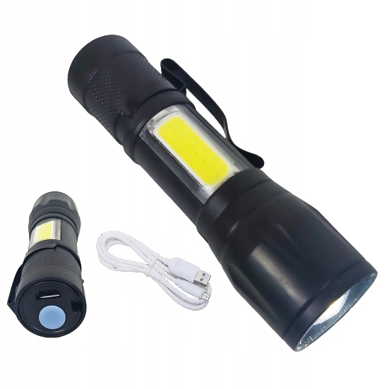 

Mini Latarka Led Cob Zoom Jasna Mocna Na Usb
