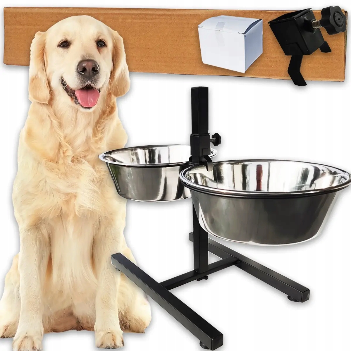 Stojak na Miski dla Psa Regulowany 2 x 2,8L Duże Metalowe