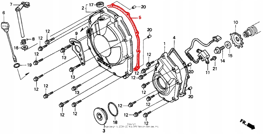 Uszczelka sprzęgła Honda CB CBF CBR 600 900 Waga produktu z opakowaniem jednostkowym 0.3 kg