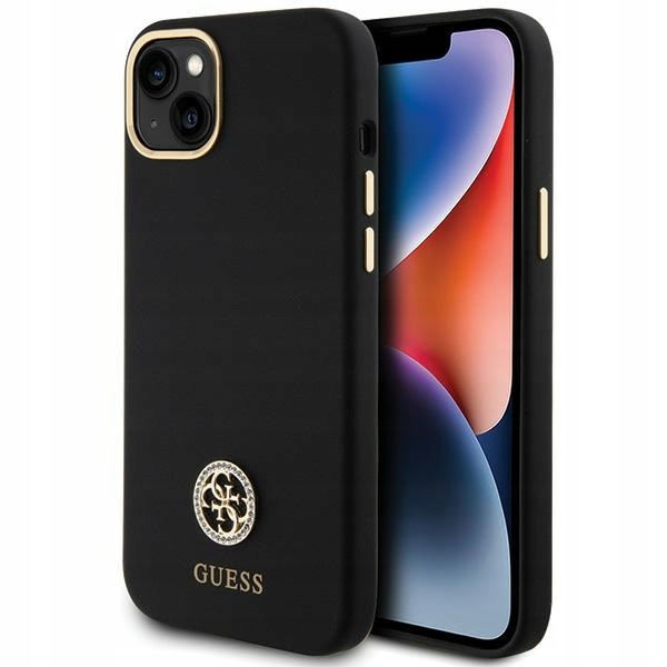 Guess Silicone Pouzdro Silikonové Matné Pro Iphone 15 Plus 14 Plus, Černé